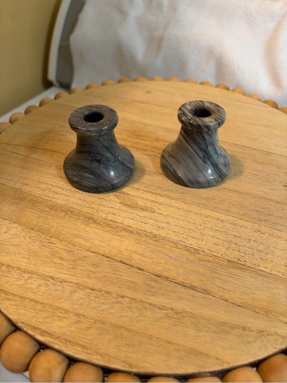 Gray Marble Taper Candle Holders Set - Pair - Picture 4 of 7